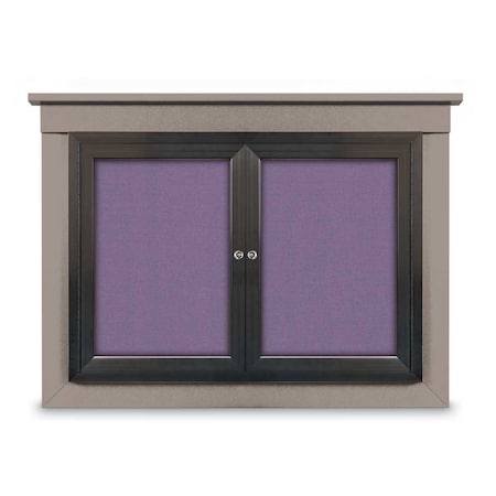 United Visual Products 24"x36" 1-Door Enclosed Letterboard, Blue Vinyl/Lt Oak UV2621O-LTOAK-BARBLU